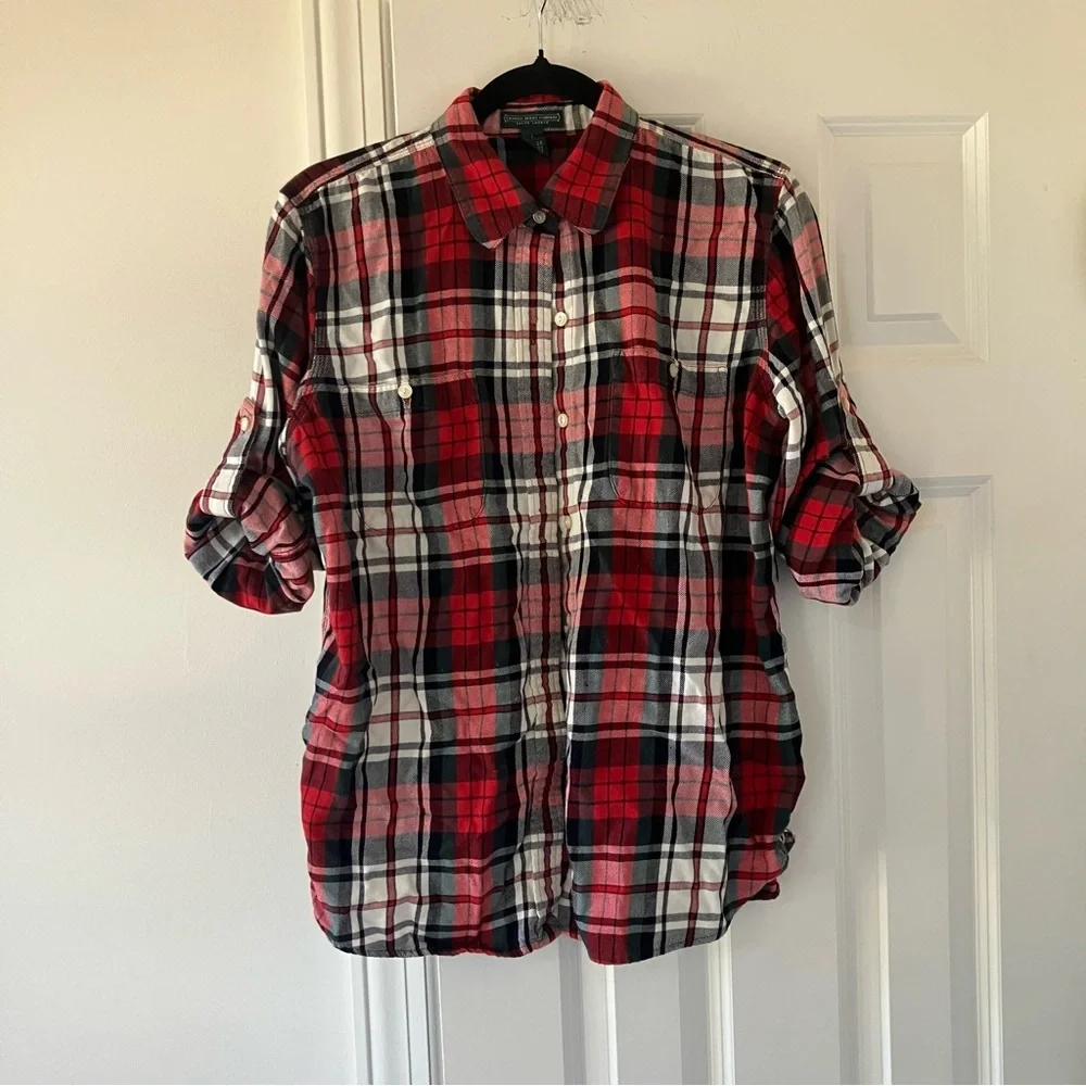 Lauren Ralph Lauren Plaid Flannel Button Down Shirt (Large) Roll Sleeved option - Picture 2 of 10